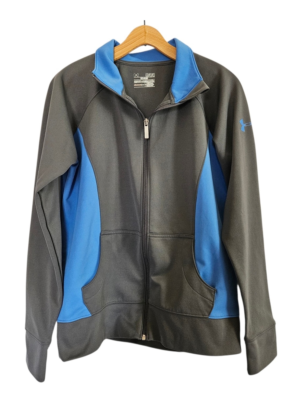Under Armour Black & Blue Full-Zip Performance Jacket Semi-Fitted Track Womens M